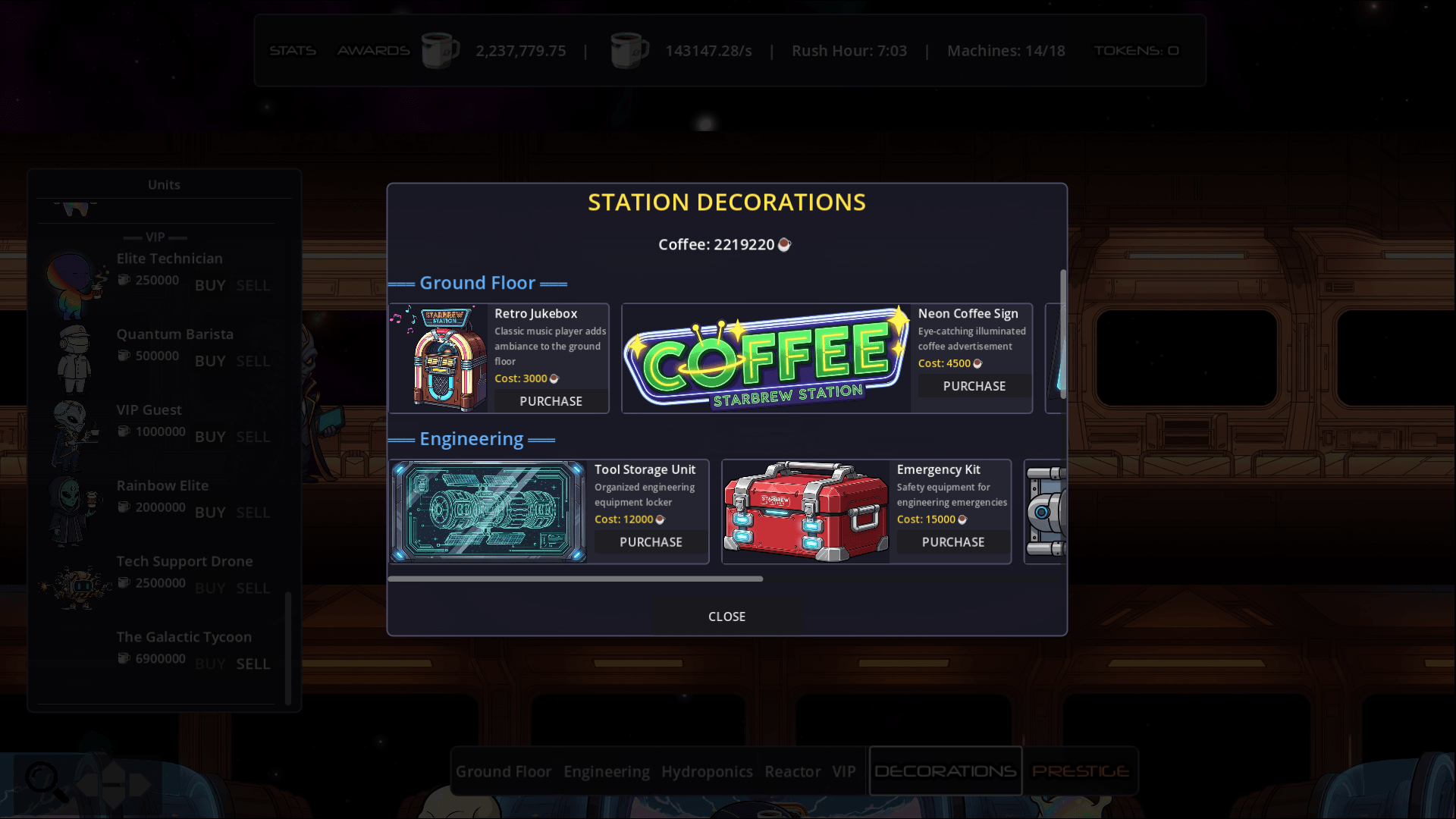 Screenshot of station customization
