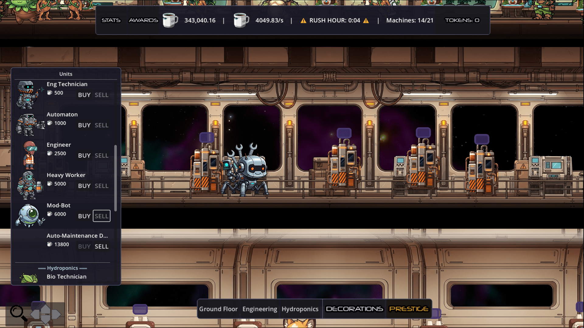 Screenshot of units at work