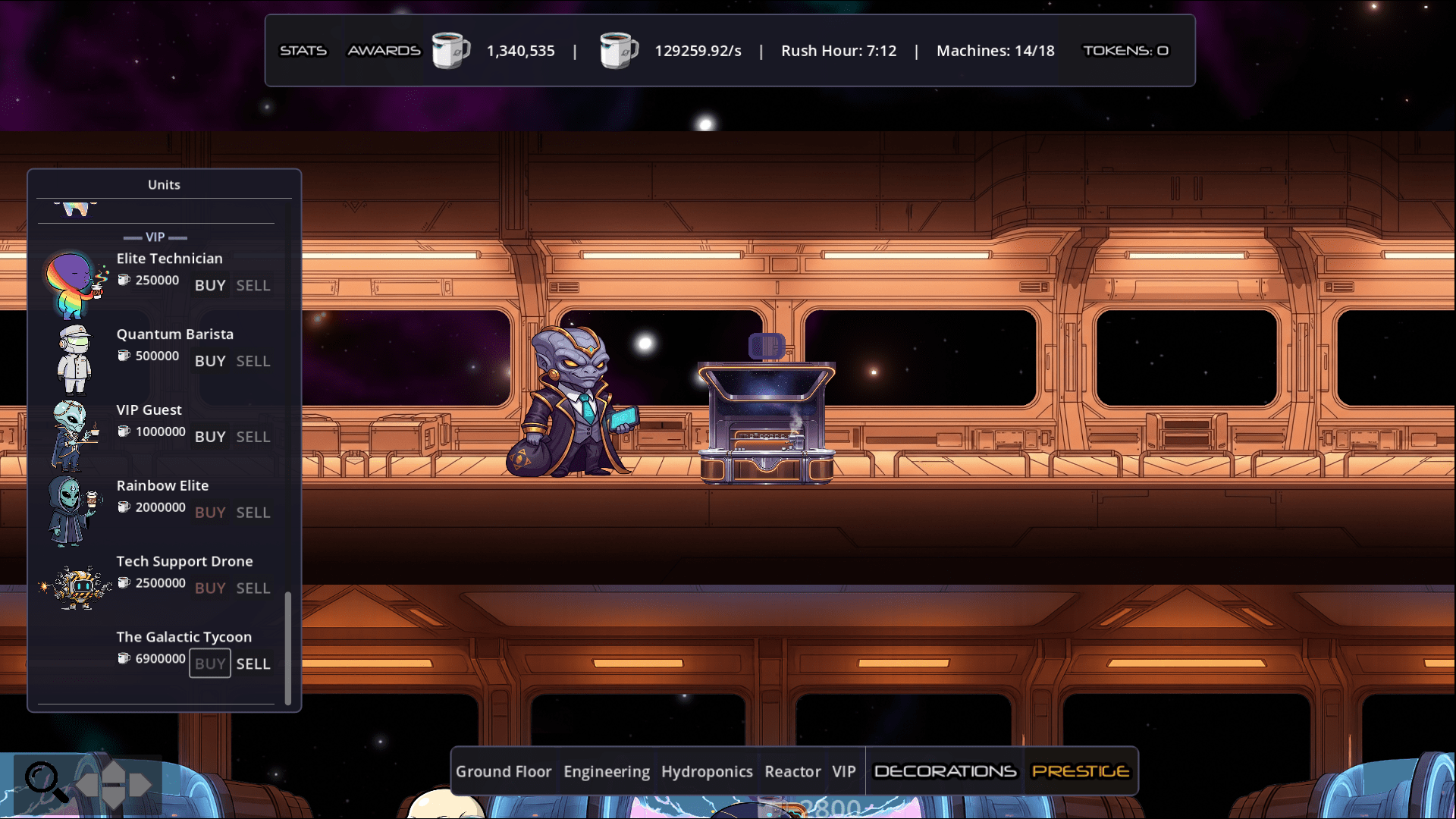 Screenshot of the game's UI